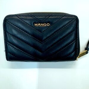 Chevron Quilted Black Wallet - Mango